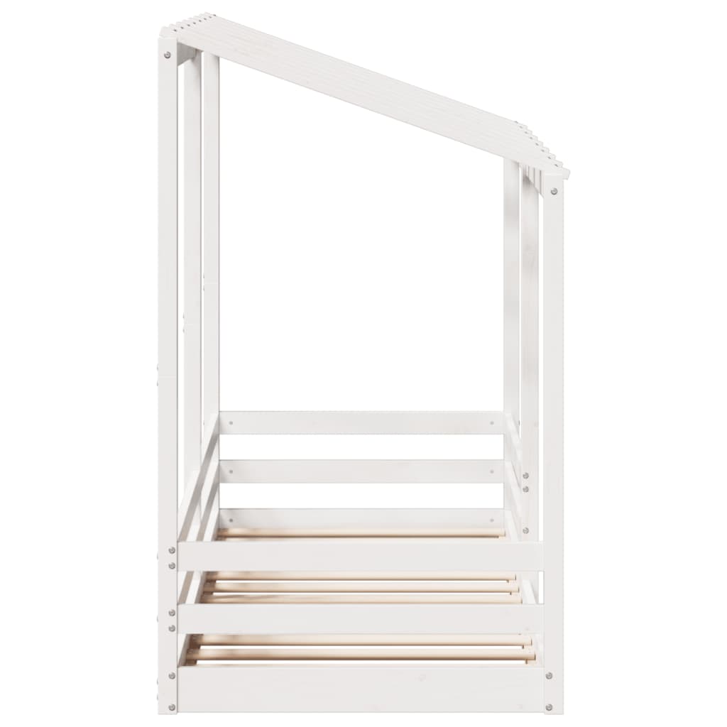 Letto per Bambini con Tetto Bianco 90x190cm Legno Massello Pino