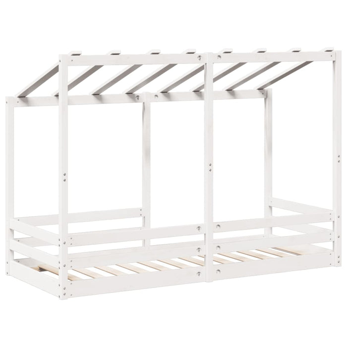 Letto per Bambini con Tetto Bianco 90x190cm Legno Massello Pino 847007