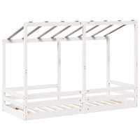 Letto per Bambini con Tetto Bianco 90x190cm Legno Massello Pino