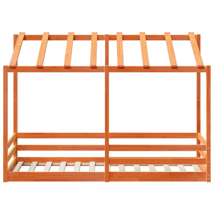 Letto Bambini con Tetto Marrone Cera 90x190 cm Massello Pino