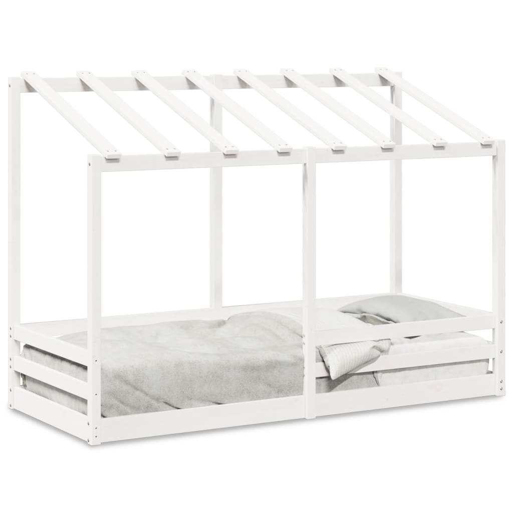 vidaXL Letto per Bambini con Tetto Bianco 75x190cm Legno Massello Pino