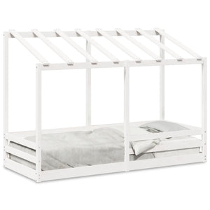 vidaXL Letto per Bambini con Tetto Bianco 75x190cm Legno Massello Pino