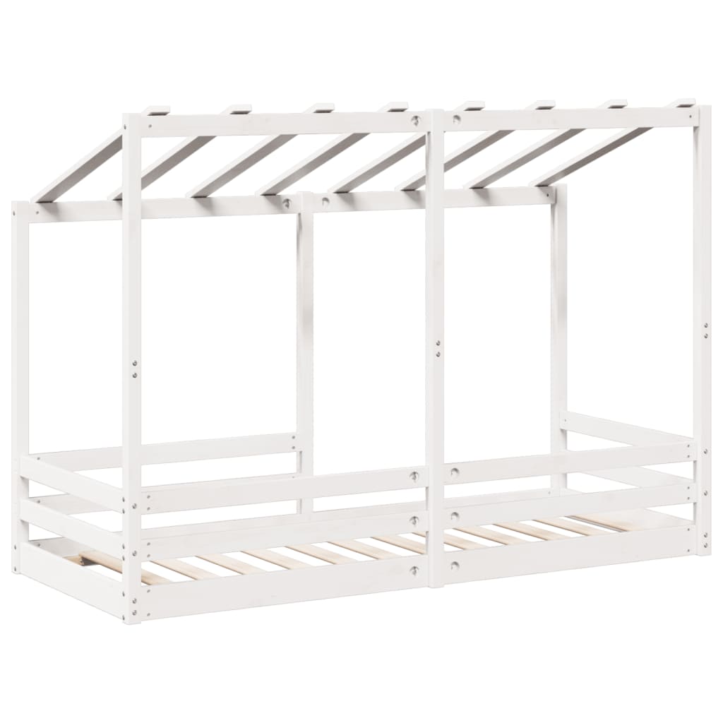 vidaXL Letto per Bambini con Tetto Bianco 75x190cm Legno Massello Pino