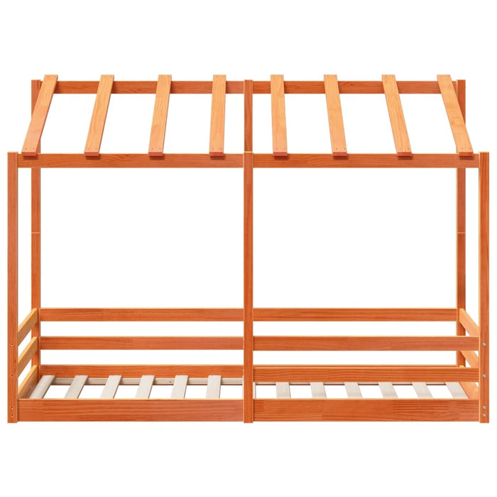 Letto Bambini con Tetto Marrone Cera 75x190 cm Massello Pino