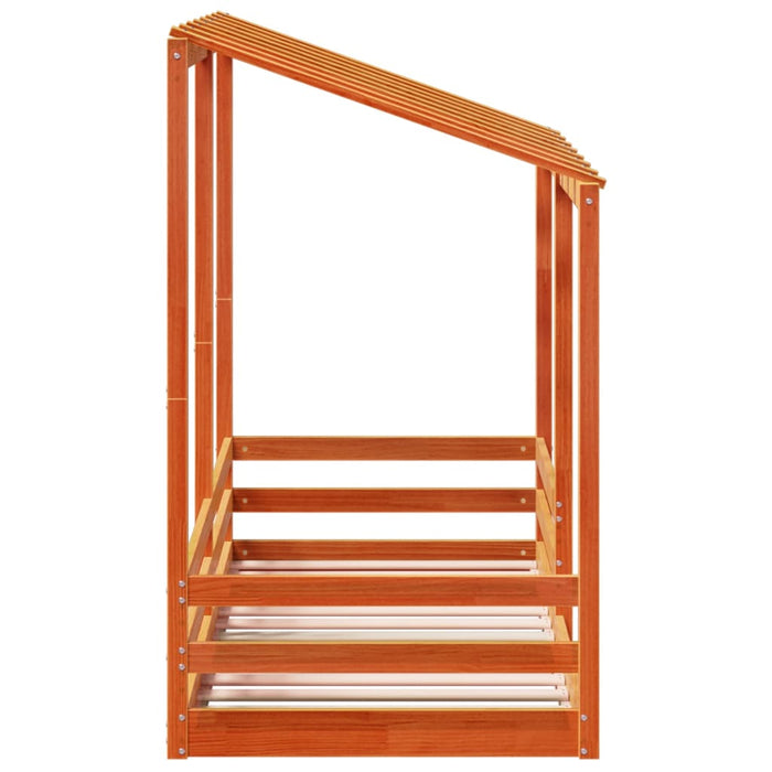 Letto Bambini con Tetto Marrone Cera 75x190 cm Massello Pino