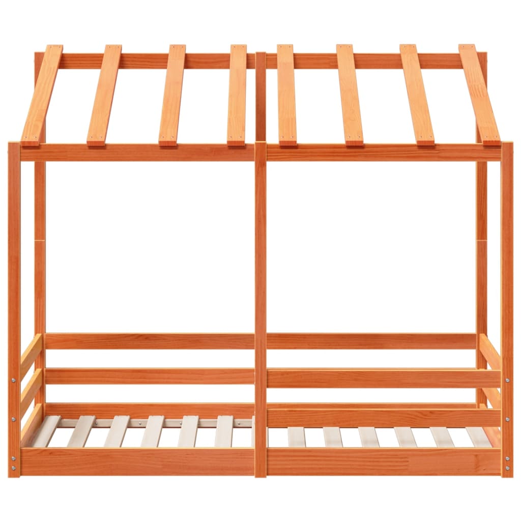 Letto Bambini con Tetto Marrone Cera 80x160 cm Massello Pino