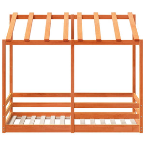 Letto Bambini con Tetto Marrone Cera 80x160 cm Massello Pino