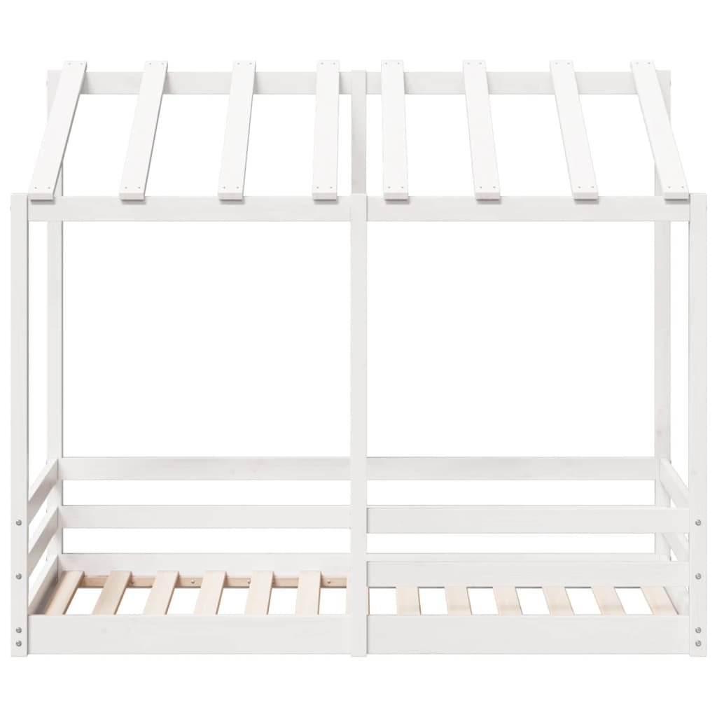 Letto per Bambini con Tetto Bianco 70x140cm Legno Massello Pino 847016