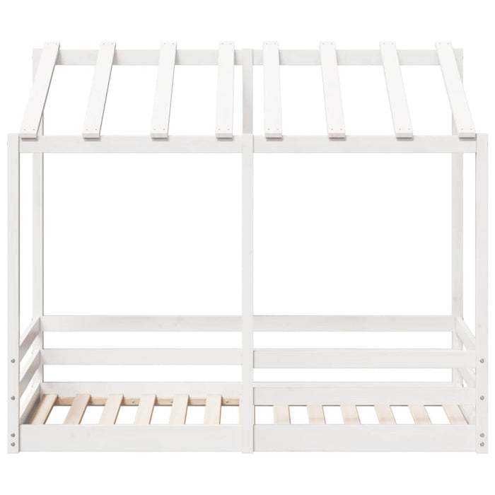 Letto per Bambini con Tetto Bianco 70x140cm Legno Massello Pino