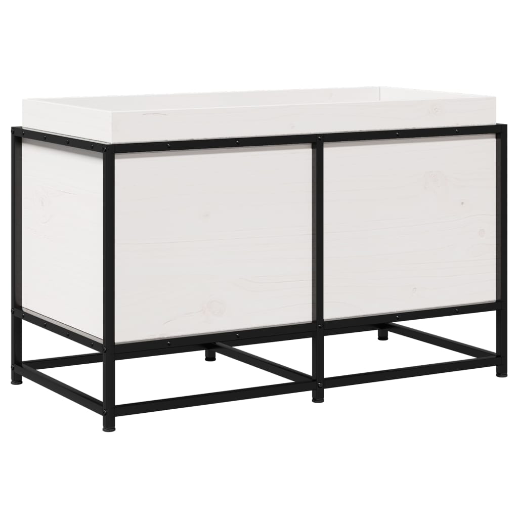 Vassoio per fioriera aiuola rialzata piante fiori terrazza giardino 80 x 40 x 50 cm legno massello di pino bianco 02_0037872