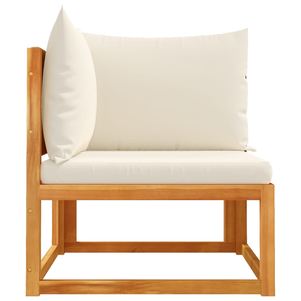 vidaXL Divano da giardino angolare con cuscini in legno di acacia e corda