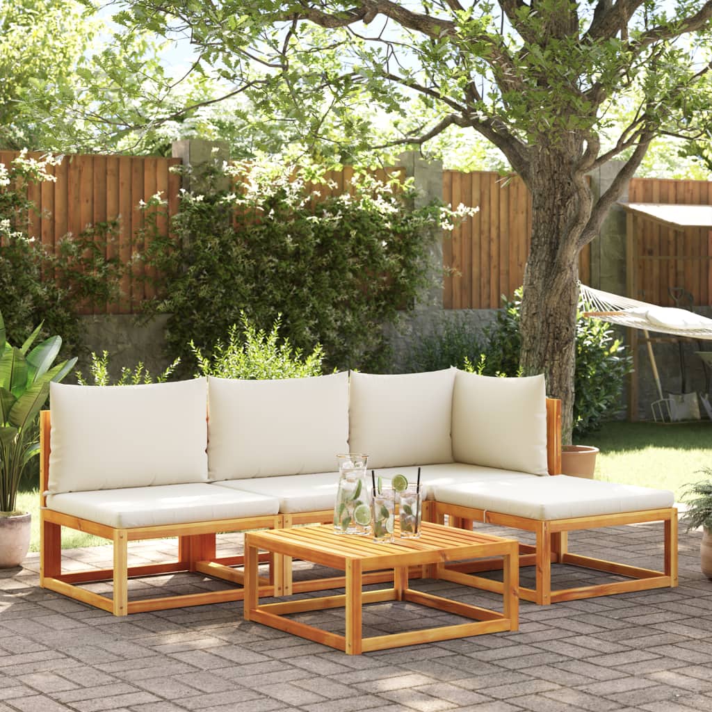 vidaXL Divano da giardino senza braccioli con cuscini in legno di acacia e corda