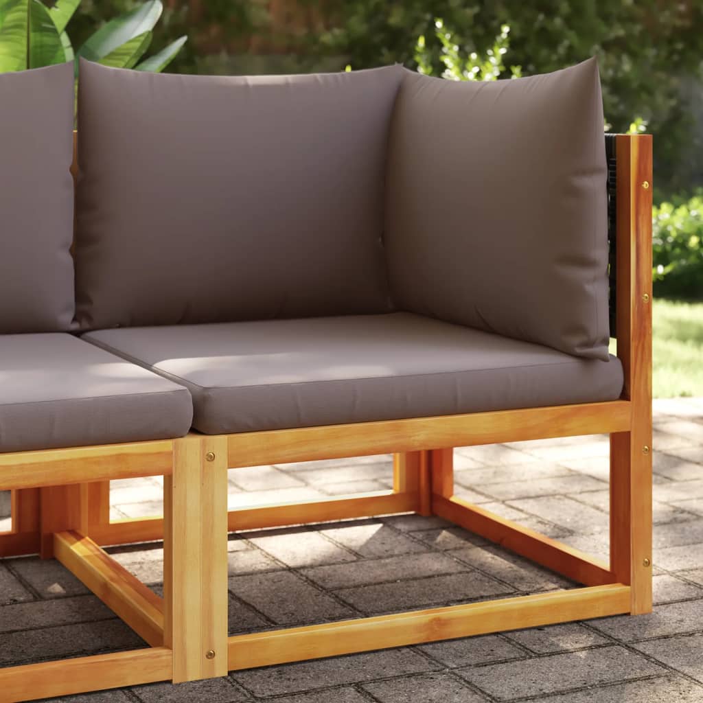 vidaXL Divano da giardino angolare con cuscini in legno di acacia e rattan
