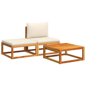 vidaXL Set di divani da giardino 3 pezzi con cuscini in legno di acacia e rattan