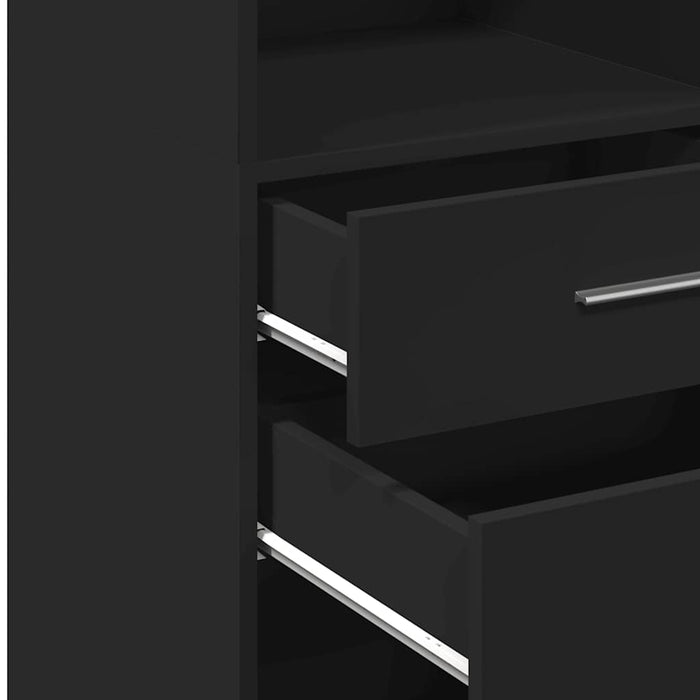 Credenza-Buffet-Armadio da cucina Nera 30x42,5x124 cm in Legno Multistrato