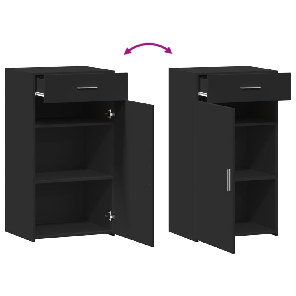 Credenza-Buffet-Armadio da cucina Nera 50x42,5x93 cm in Legno Multistrato