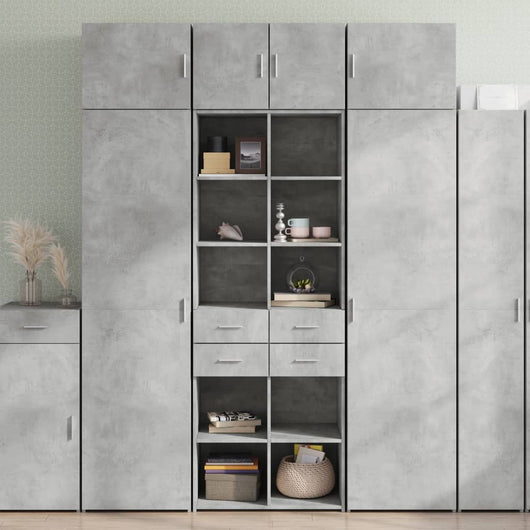 vidaXL Armadietto Grigio Cemento 70x42,5x225 cm in Legno Multistrato