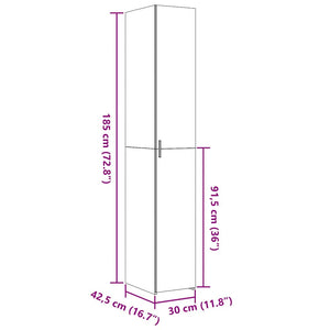 vidaXL Credenza Bianca 30x42,5x185 cm in Legno Multistrato
