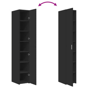 Credenza-Buffet-Armadio da cucina Nera 30x42,5x185 cm in Legno Multistrato 644097