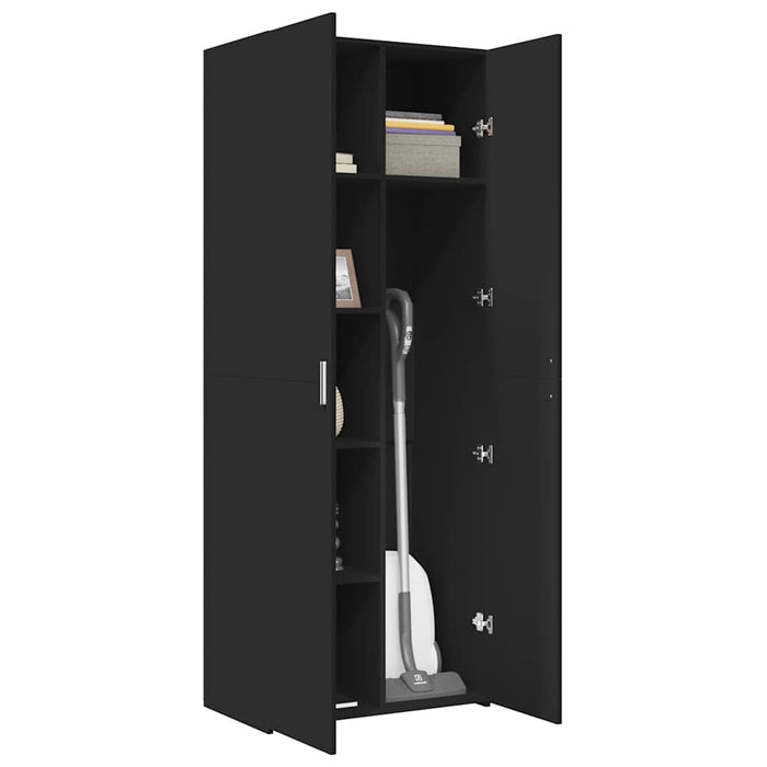 vidaXL Credenza Nera 70x42,5x185 cm in Legno Multistrato