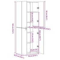 vidaXL Credenza Nera 70x42,5x185 cm in Legno Multistrato