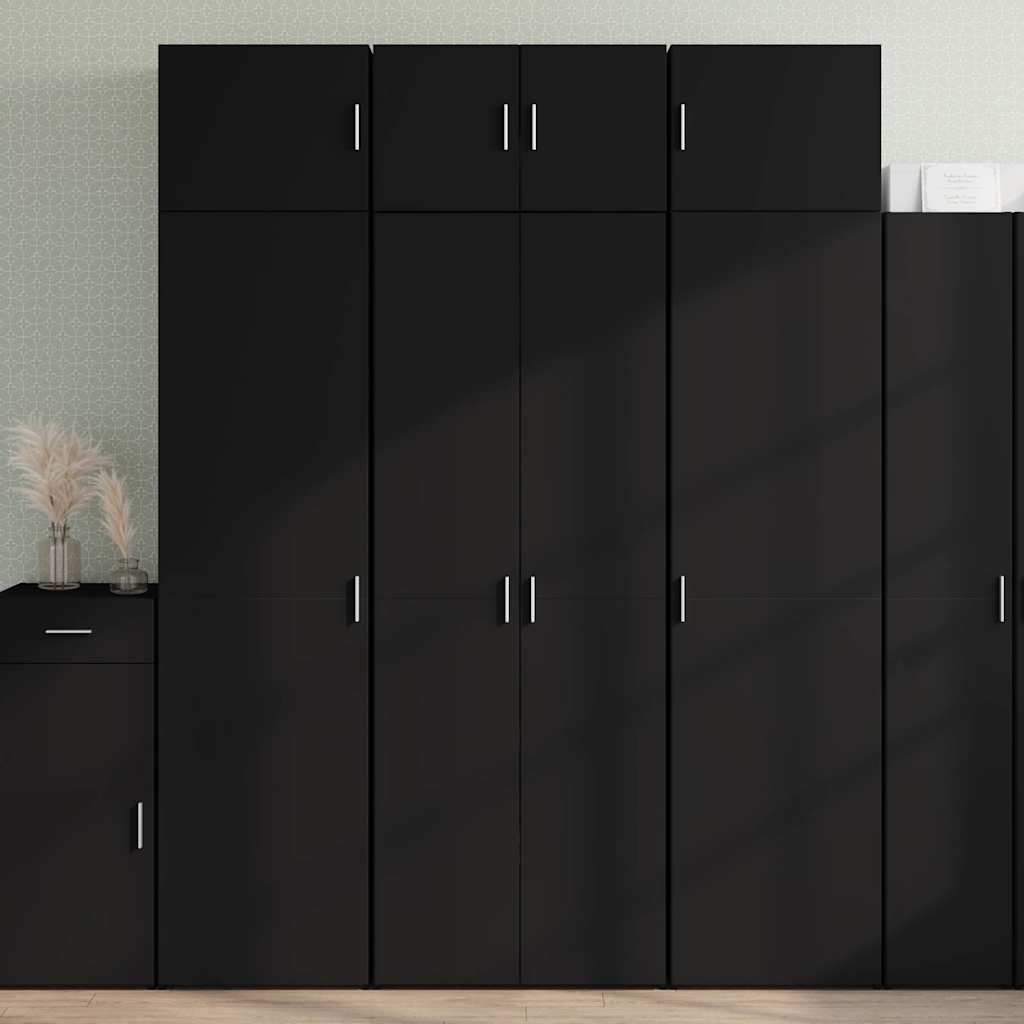 Credenza-Buffet-Armadio da cucina Nera 70x42,5x185 cm in Legno Multistrato 894223