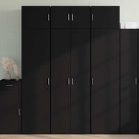 Credenza-Buffet-Armadio da cucina Nera 70x42,5x185 cm in Legno Multistrato 894223
