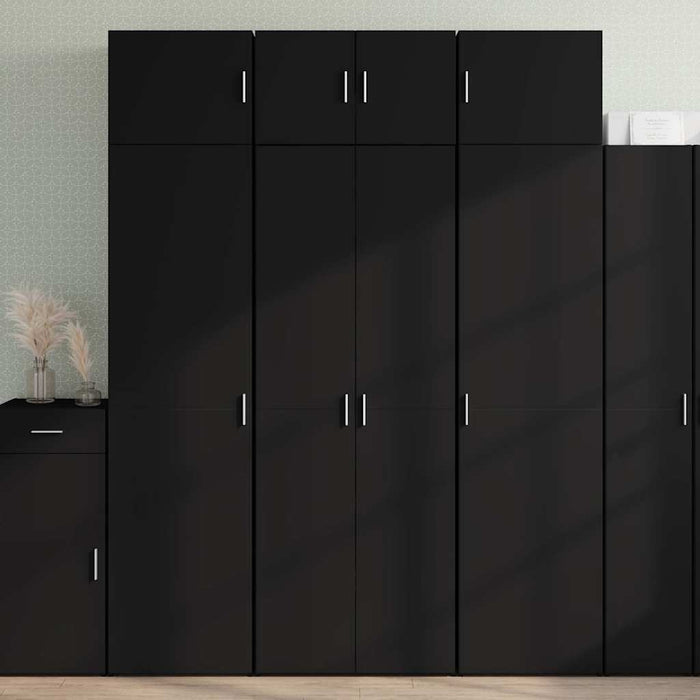 Credenza-Buffet-Armadio da cucina Nera 70x42,5x185 cm in Legno Multistrato 894223
