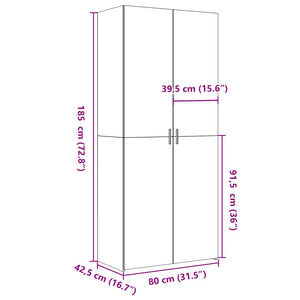 vidaXL Credenza Grigio Cemento 80x42,5x185 cm in Legno Multistrato