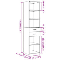 Credenza-Buffet-Armadio da cucina Nera 45x42,5x185 cm in Legno Multistrato 995505