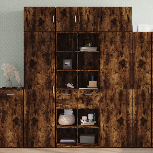 Credenza-Buffet-Armadio da cucina Rovere Fumo 70x42,5x185 cm in Legno Multistrato 193118