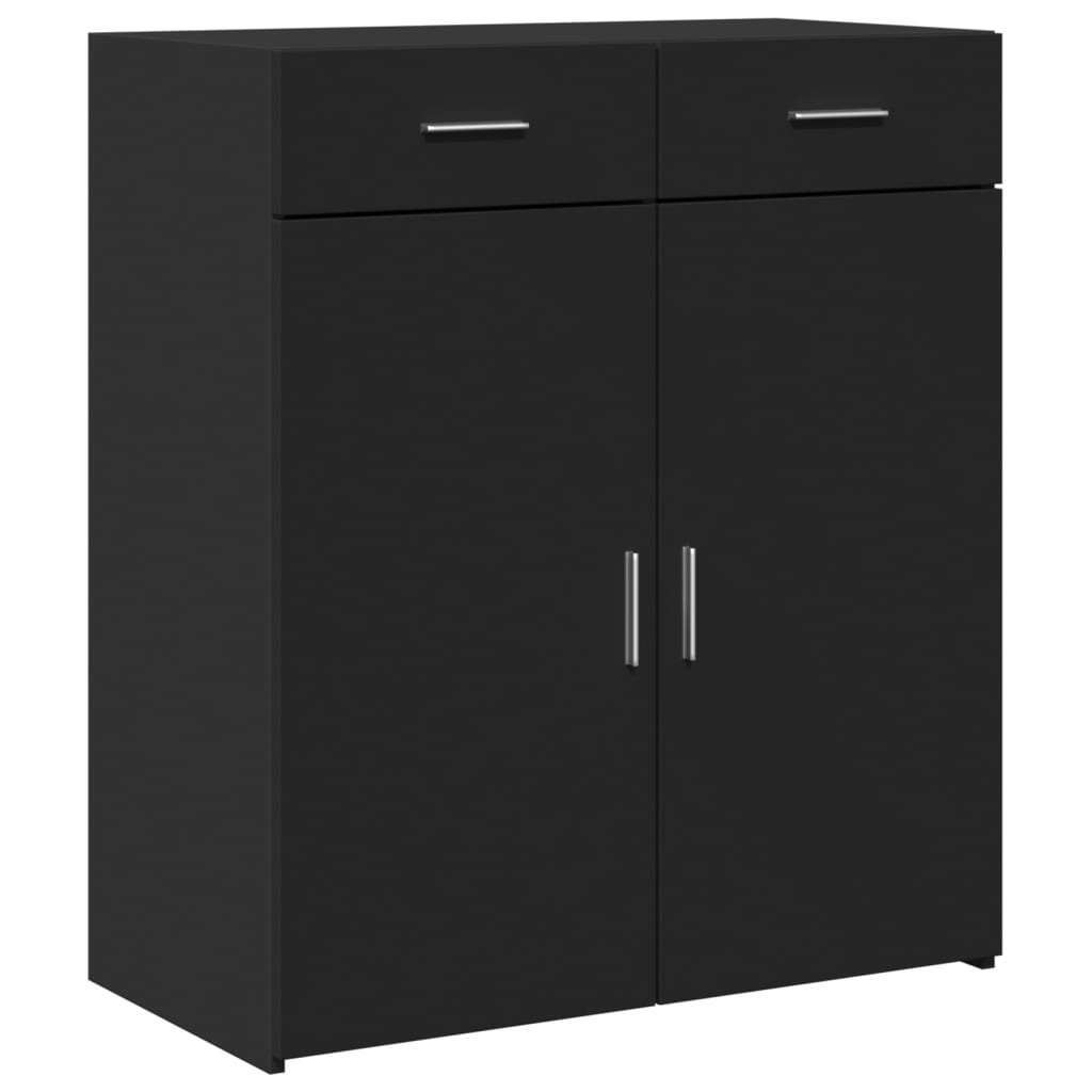 Credenza-Buffet-Armadio da cucina Nera 80x42,5x93 cm in Legno Multistrato 515343