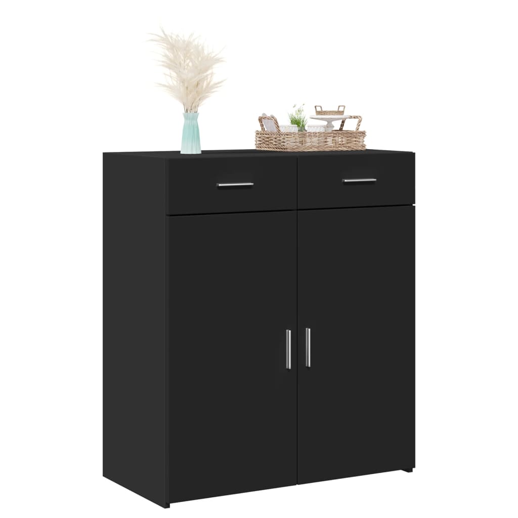 Credenza-Buffet-Armadio da cucina Nera 80x42,5x93 cm in Legno Multistrato 515343