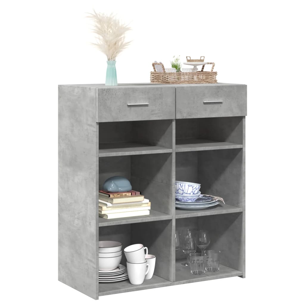 Credenza-Buffet-Armadio da cucina Grigio Cemento 80x42,5x93 cm in Legno Multistrato 100005