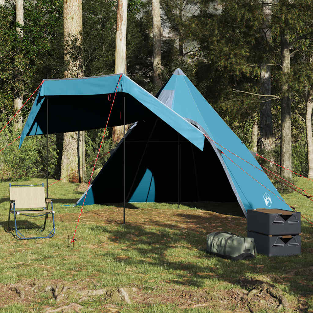Tenda da Campeggio Tipi per 5 Persone Blu Impermeabile