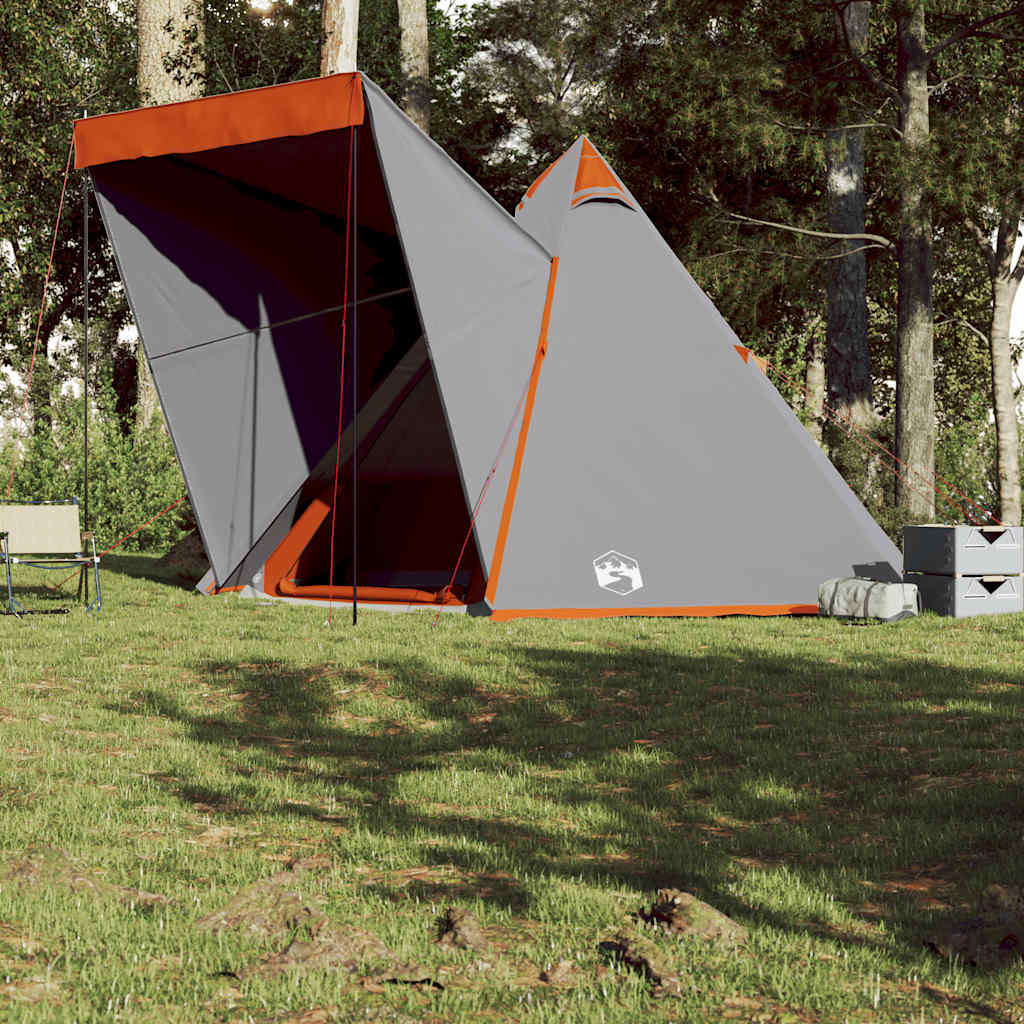 Tenda Familiare Tipi 6 Persone Grigia e Arancione Impermeabile