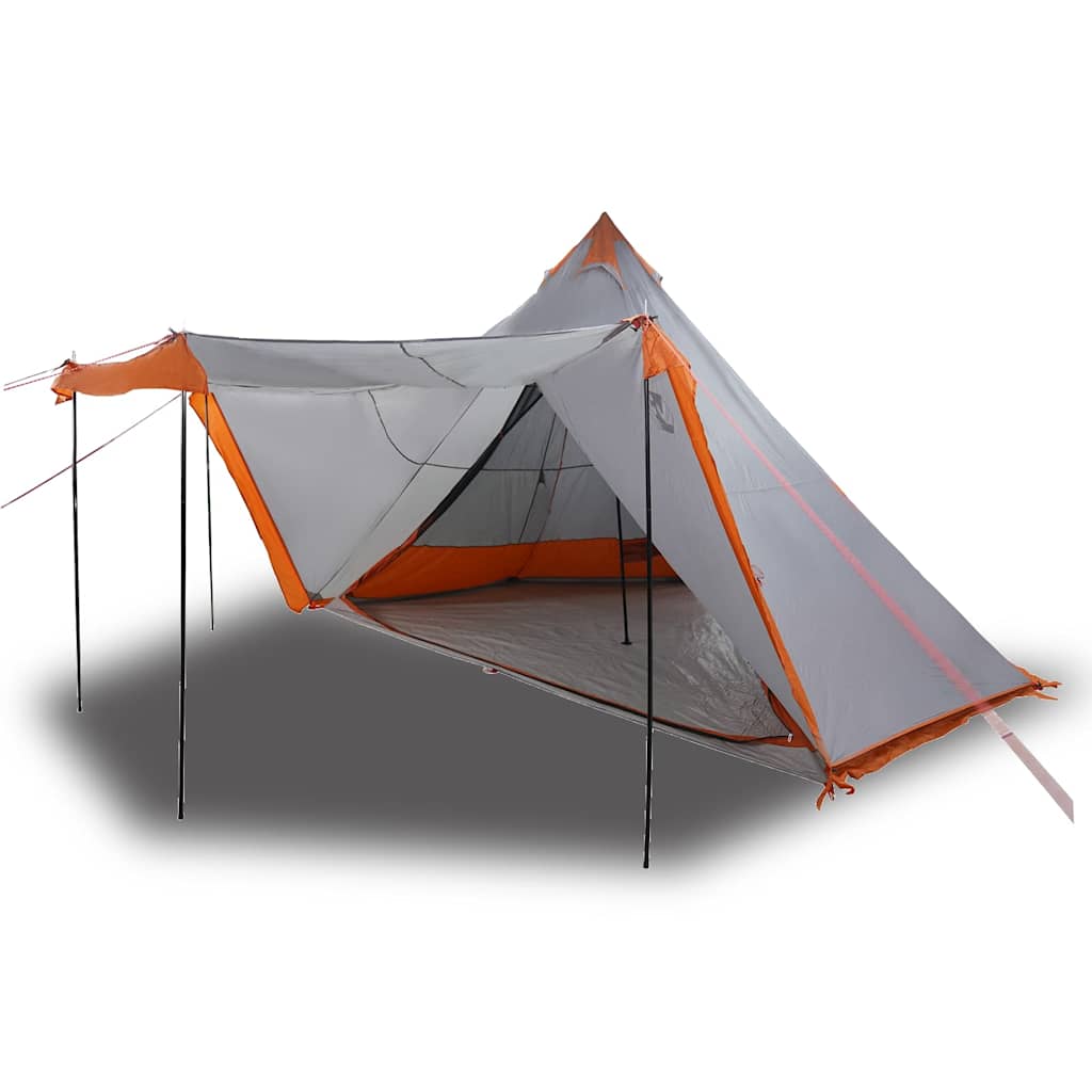 vidaXL Tenda Familiare Tipi 8 Persone Grigia e Arancione Impermeabile