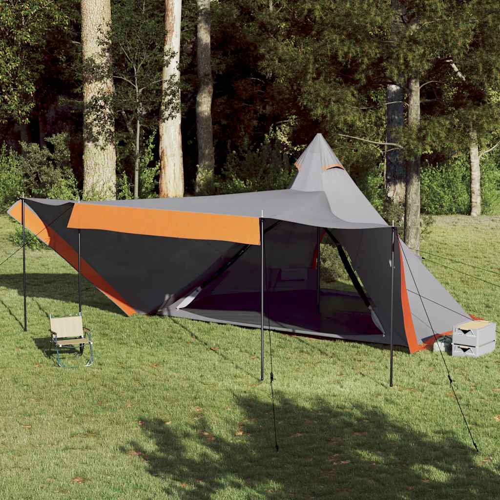 vidaXL Tenda Familiare Tipi 8 Persone Grigia e Arancione Impermeabile
