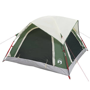 vidaXL Tenda da Campeggio a Cabina per 4 Persone Verde Impermeabile