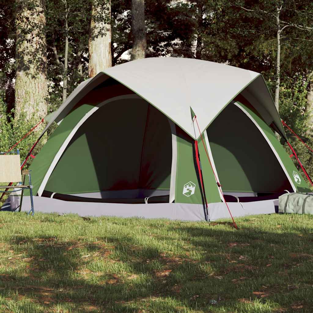 vidaXL Tenda da Campeggio a Cabina per 4 Persone Verde Impermeabile