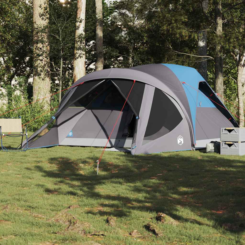 vidaXL Tenda Familiare a Tunnel per 6 Persone Blu Impermeabile