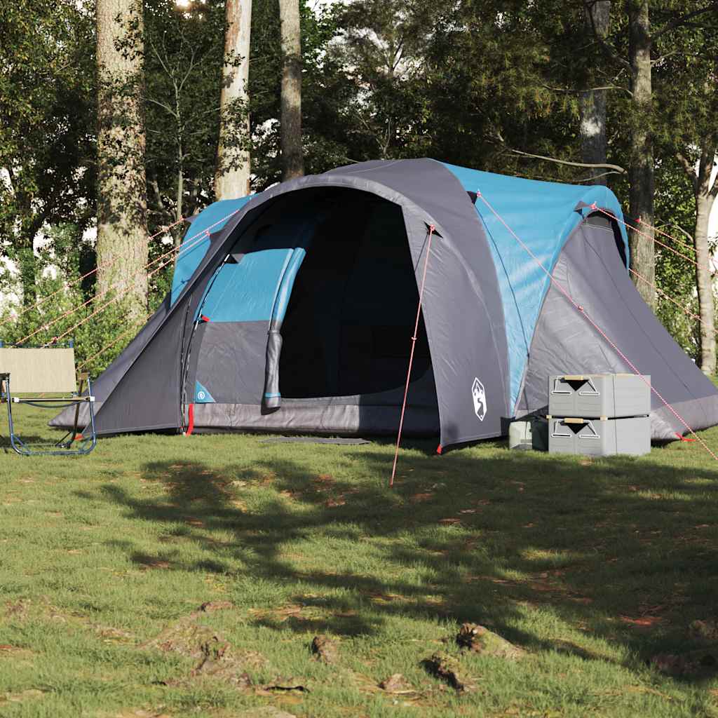 Tenda da Campeggio a Cupola per 4 Persone Blu Impermeabile