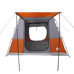 vidaXL Tenda da Campeggio 4 Persone Grigio e Arancione Impermeabile