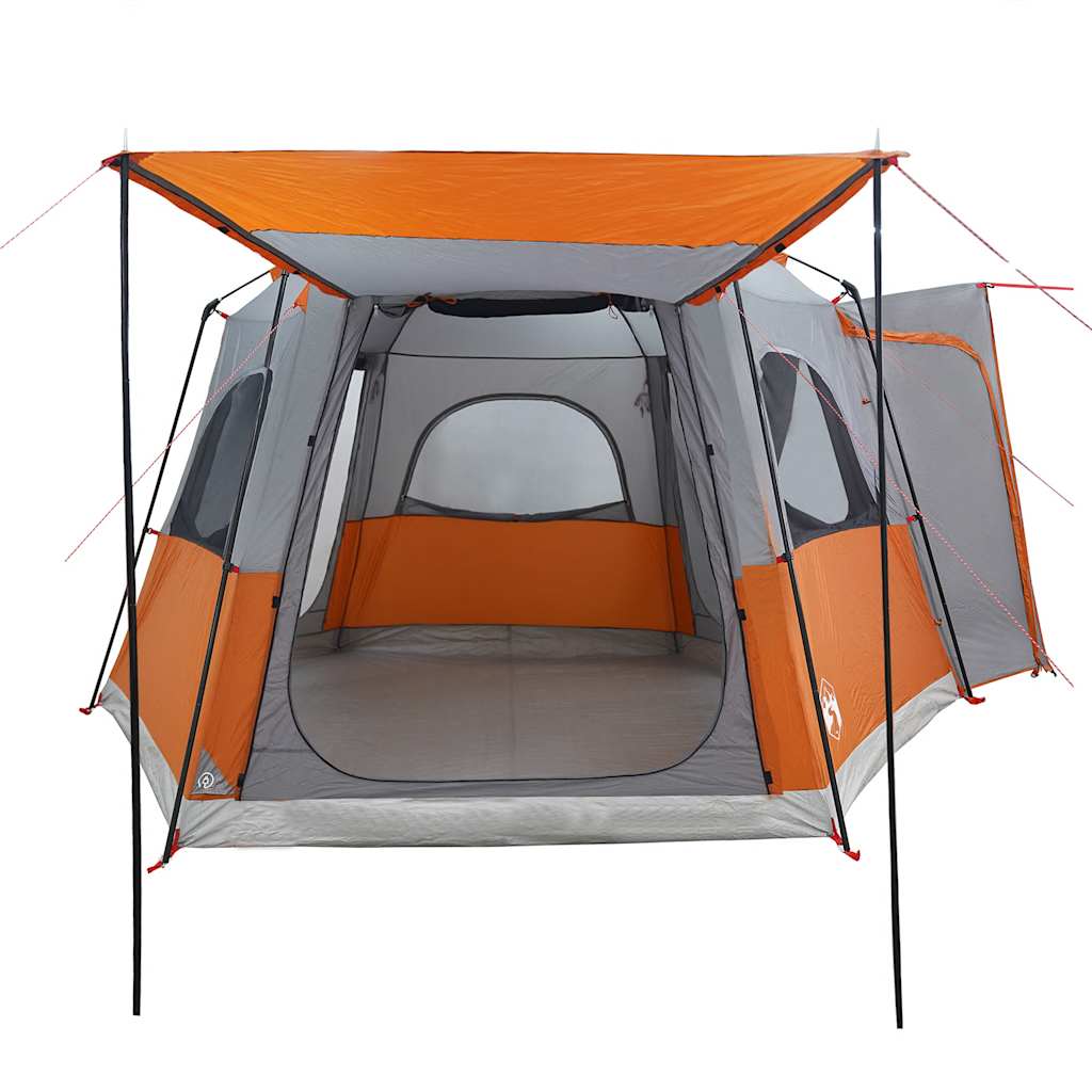 Tenda da Campeggio 4 Persone Grigio e Arancione Impermeabile 4009493