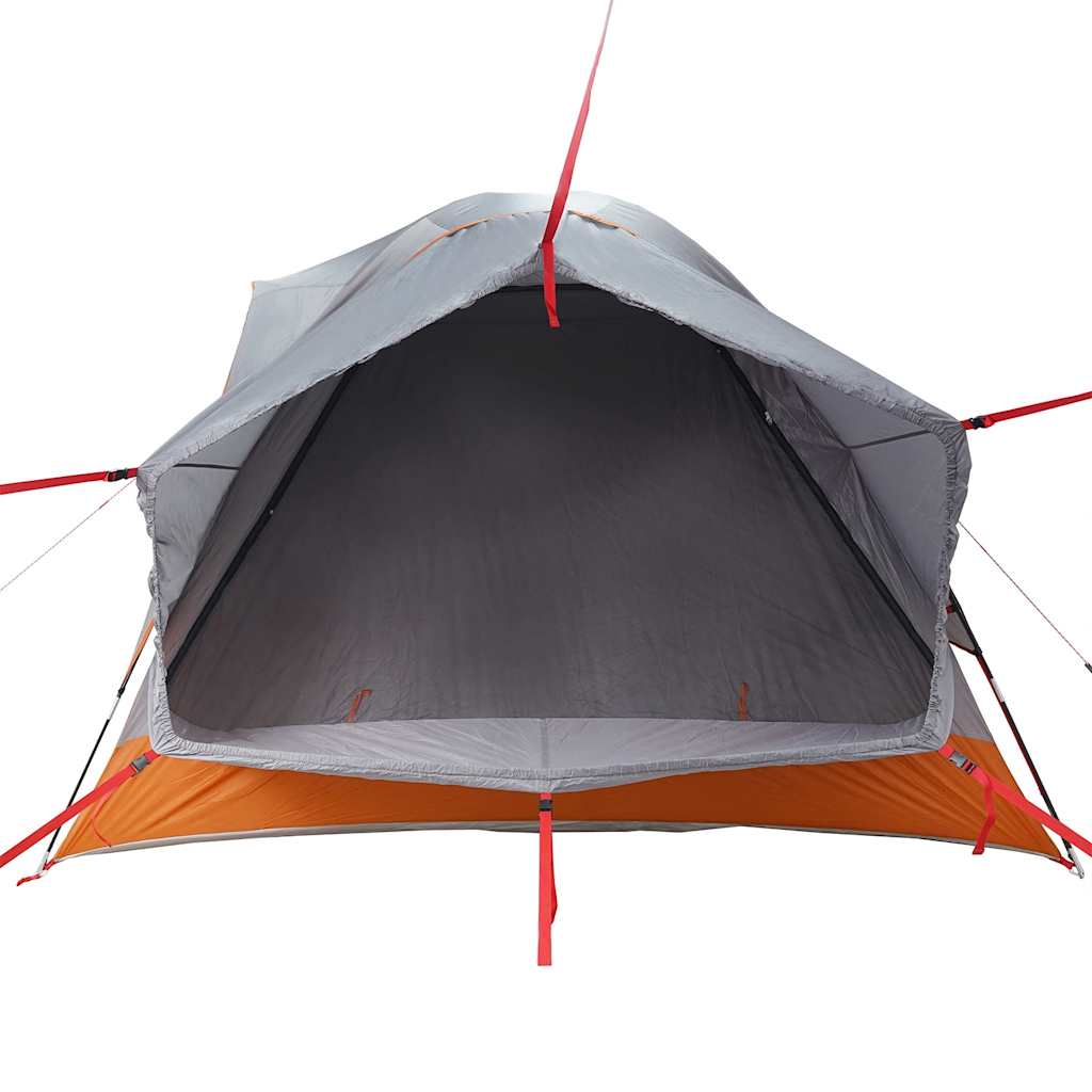 Tenda da Campeggio 4 Persone Grigio e Arancione Impermeabile 4009496