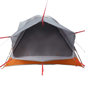 Tenda da Campeggio 4 Persone Grigio e Arancione Impermeabile 4009496