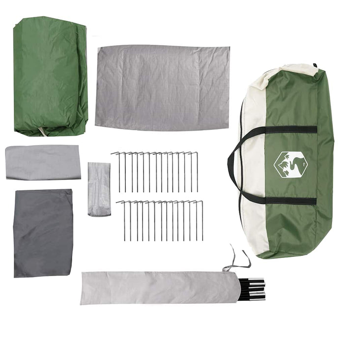 vidaXL Tenda Familiare a Tunnel per 8 Persone Verde Impermeabile