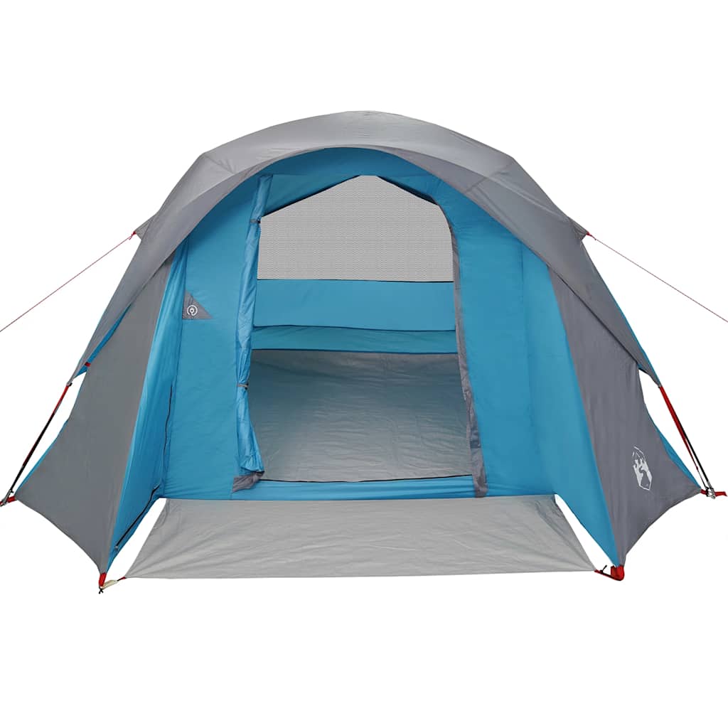 Tenda da Campeggio a Cabina per 4 Persone Blu Impermeabile