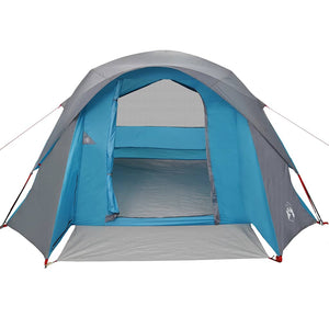 Tenda da Campeggio a Cabina per 4 Persone Blu Impermeabile