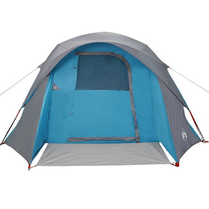 Tenda da Campeggio a Cabina per 4 Persone Blu Impermeabile